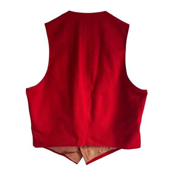 Vintage Reclaimed Pendleton Medium Pure Virgin Wool Red Embellished Vest - Picture 2 of 5